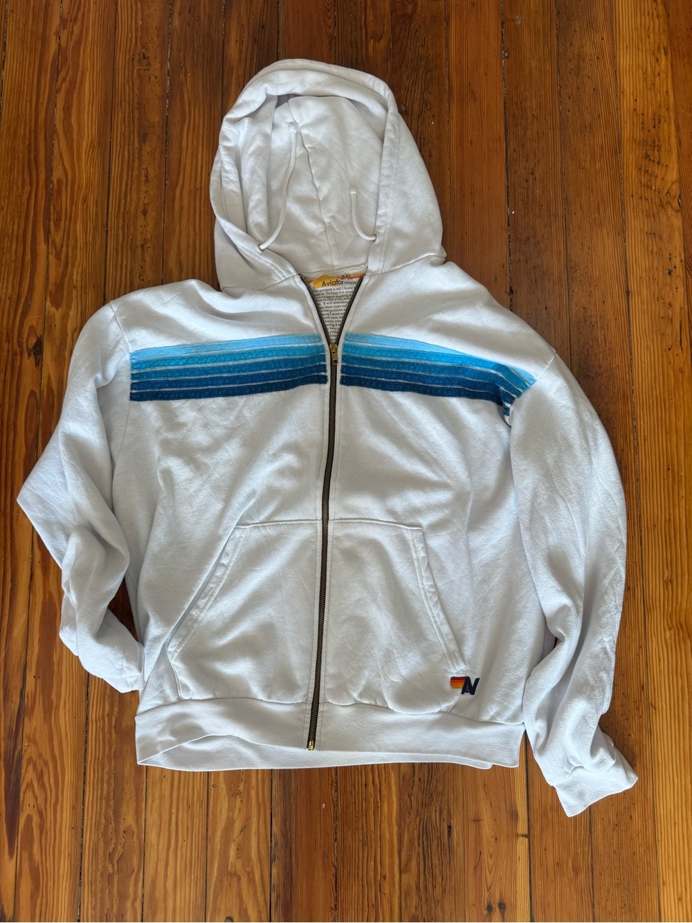 Aviator nation men’s White Hooded Zip Sweatshirt